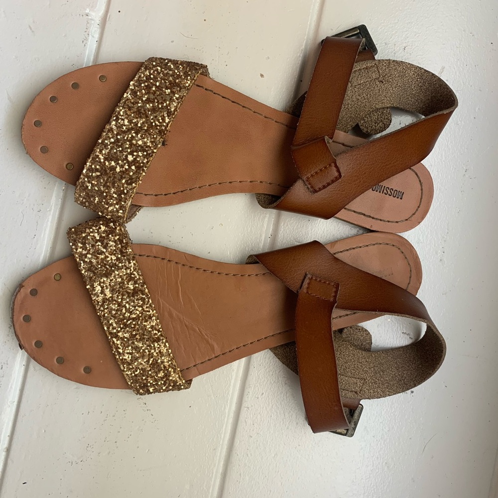 Brown and gold sandals size 9